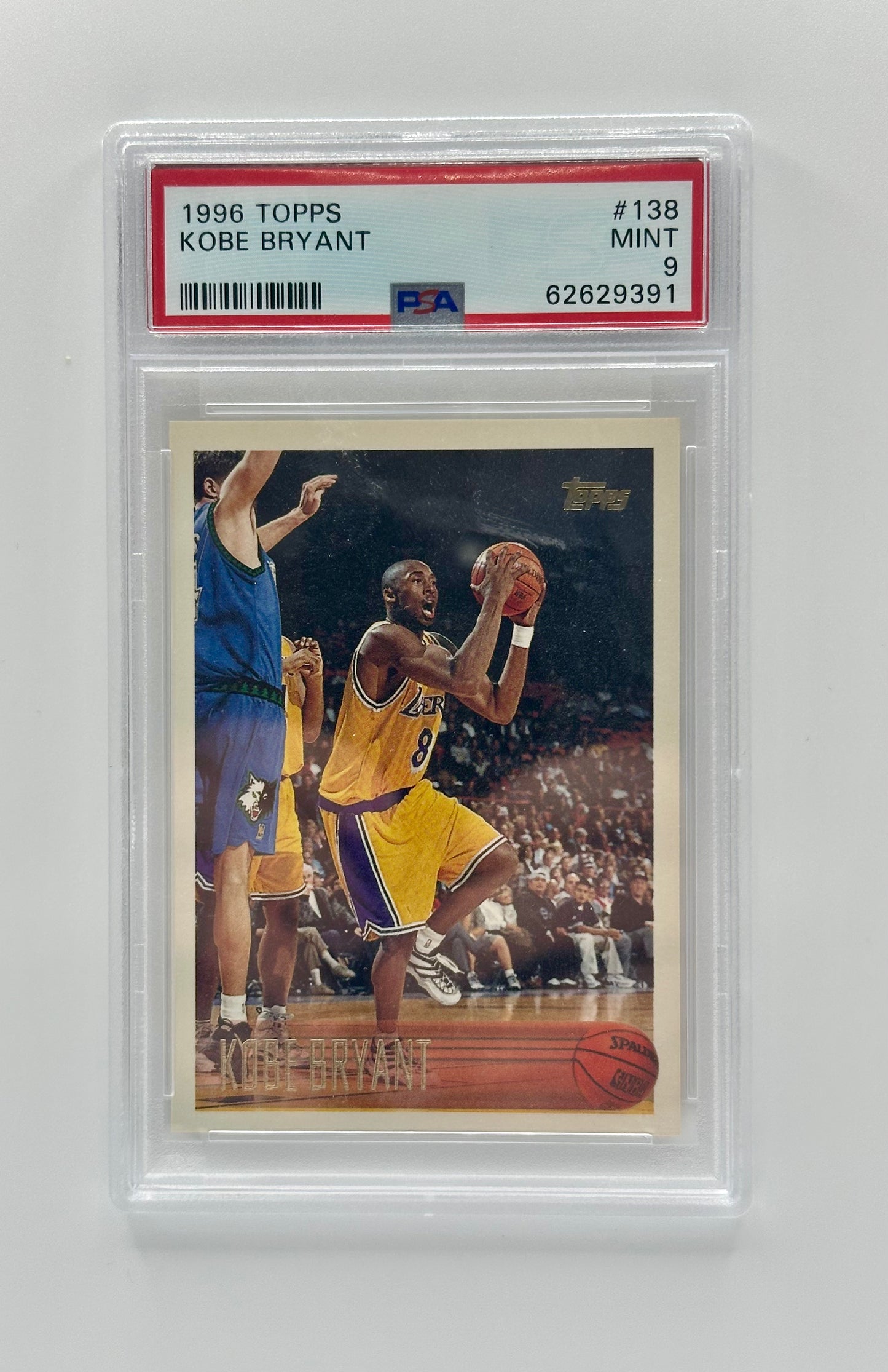 Kobe Bryant 1996 Topps ROOKIE Card RC #138 PSA 9 Lakers
